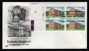 #2636 29c Kentucky Statehood-Plate Block, Art Craft FDC **ALLE 5 = KOSTENLOSER VERSAND** - Bild 1 von 1