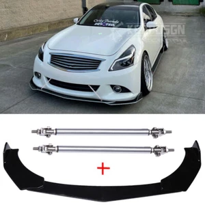Alerón divisor de labios parachoques delantero + varillas de puntal A+ para Infiniti G37 sedán cupé - Imagen 1 de 12