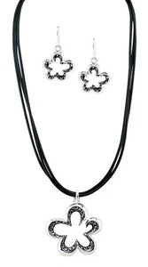 Silver Necklace Matching Earrings Clover Shape Free Ship Fashion Jewelery New - Picture 1 of 1