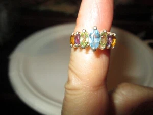 Vintage 7 Edelsteine Marquise 925 Ring, Gr. 5 - Bild 1 von 1
