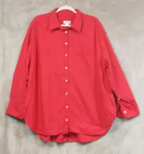 Maeve by Anthropologie Women's 100% Cotton Button Down Shirt Red Size 2X - Picture 1 of 8