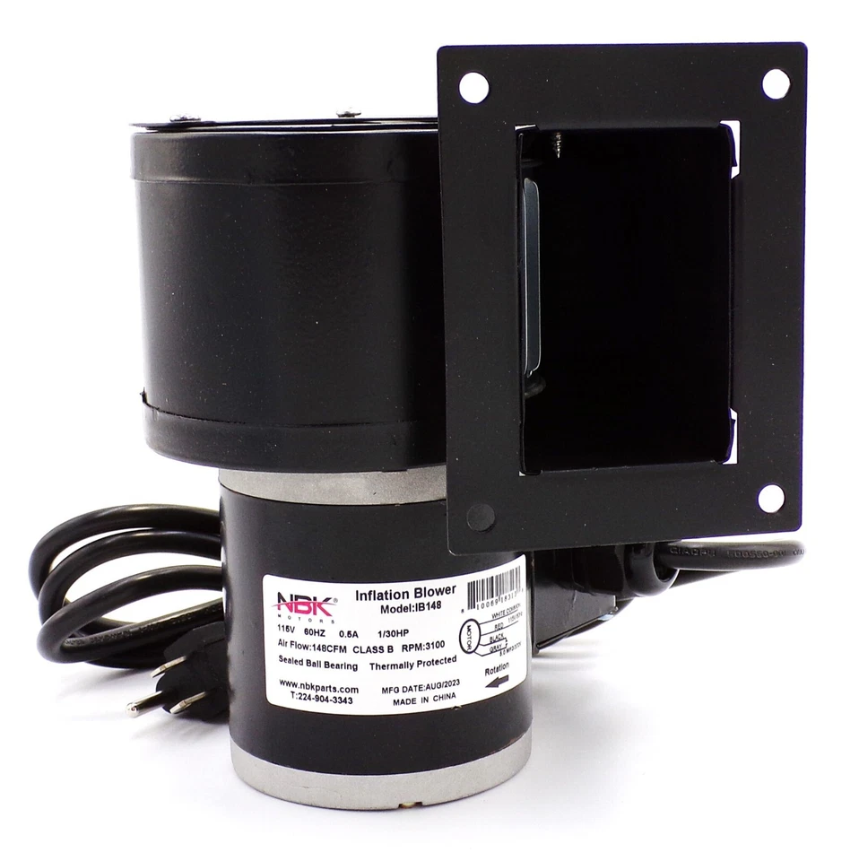 NBK MOTORS Inflation Blower - 148 Cfm, 115v, W/Ac Cord for Greenhouse - Part# IB148