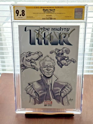 Thor #1 CGC SS Jeff Goldblum FIRMADO Grandmaster x Jurassic Park BOCETO ARTE MCU Foto 1 de 2