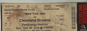 Cleveland Browns vs New York Jets Sun 30. Oktober 2016 Tickets 2er Set - Bild 1 von 6