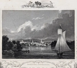 1849 CITTÀ di HARTFORD CONNECTICUT Stampa originale INCISA (9,5x7) - Foto 1 di 2