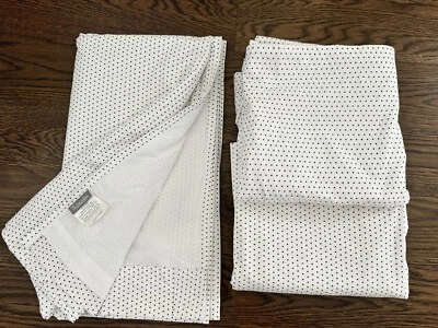 "Juego de 3 paneles de cortina The Land of Nod ~ algodón blanco con lunares negros 44x84""" Foto 1 de 4