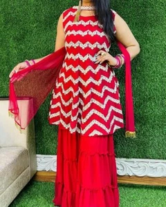 Kurti-Plazzo-Duppatta-Set - Picture 1 of 5