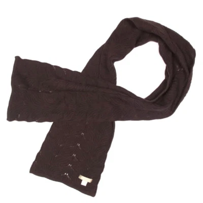 NORDSTROM 100% Cachemira Espresso Marrón Ojales Hoja Patrón Bufanda 63.5 x 8/4767 Foto 1 de 3