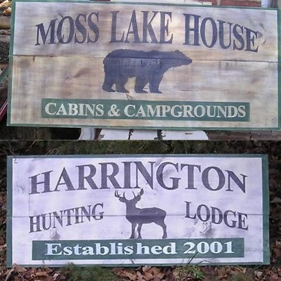 BLACK DOG SIGN SHOP LARGE CUSTOM PERSONALIZED LODGE CABIN WOOD SIGN Hand painted made to order