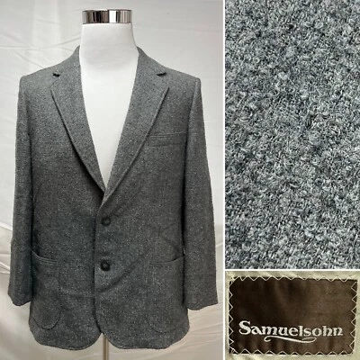 Chaqueta Blazer Para Hombre Samuelsohn Lana/Gris Mohair 2 Botones 42S Vintage Boucle Foto 1 de 4