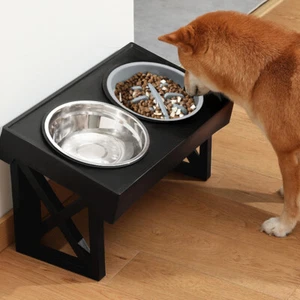 Elevated Dog Bowls, 5 Adjustable Heights Raised Pet Bowl Stand Feeder - Picture 1 of 13