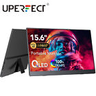 QLED 15.6" Portable Monitor 1080P HDMI USB C Second Screen W/Stand Leather Case
