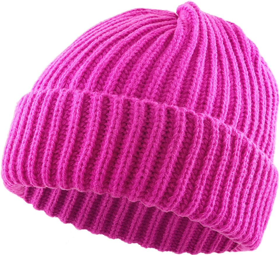 THICK Ribbed Beanie Knit Ski Cap Skull Hat Warm Solid Color Winter Cuff Blank - Image 1 of 1