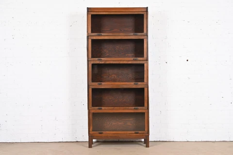 Antique Arts & Crafts Birch Five-Stack Barrister Bookcase, Circa 1920s Cover