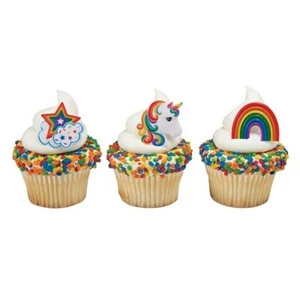 Einhorn Kuchenaufleger RINGE 40mm Regenbogen Cupcake Deko Zucker Basteln Party! - Bild 1 von 12