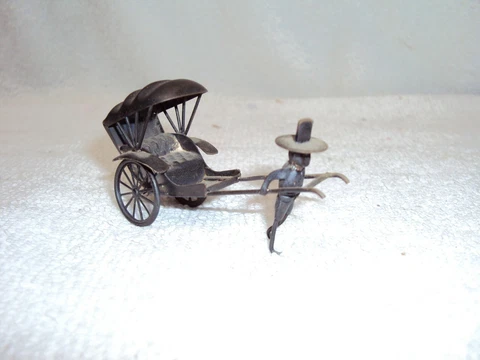 Sterling Silver Coolie Pulling Chinese Rickshaw Miniature Figure Cover
