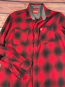 Coleman Flannel Shirt Mens XL Red Black Tartan Plaid Cotton