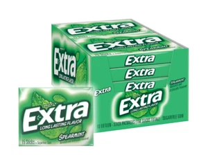 EXTRA Spearmint Sugar free Chewing Gum, 15 Pieces (Pack of 10) - Picture 1 of 2