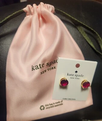 NWT Kate Spade Round Rise and Shine Sparkly Festive Pink Earrings Cubic Zirconia - Image 1 of 3