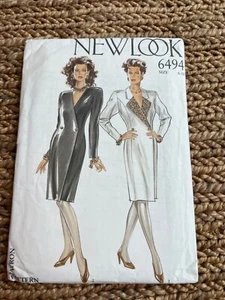 1980's Vintage New Look Sewing Pattern 6494 Dress in 2 Variations Sz 8-16 - Picture 1 of 2