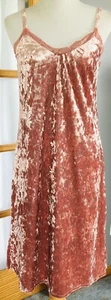 Y2K Bobeau Velvet Slip Dress S Orange Pink Lace Trim Romantic Sexy Clubwear - Picture 1 of 9