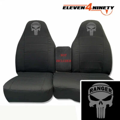 Designcovers For Ford Ranger 60-40 Front Seat Cover 1991-2012 Skull Charcoal - Image 1 of 2