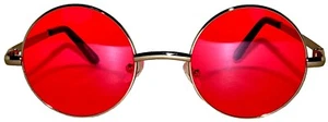 GAFAS DE SOL REDONDAS ROJAS LENTES PEQUEÑAS 43 mm MARCO DE METAL PLATEADO UN PAR - Imagen 1 de 7