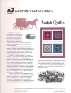 #633 34c Amish Quilts Block #3524-27 USPS Commemorative Stamp Panel - Picture 1 of 1