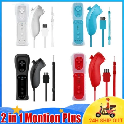 2x Telecomando Wii per Nintendo Wii/Wii U Motion più controller interno e Nunchuk AA - Immagine 1 di 4