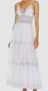 $898 Charo Ruiz Women's White CIndy Lace Sleeveless Maxi Dress Size M - Picture 1 of 4