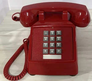 Cortelco Vintage Telephone Landline, Red Traditional Corded RJ11C Push Buttons - Picture 1 of 7