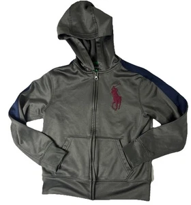 Polo Ralph Lauren Boys' Performance Big Pony Track Jacket Gray And Navy Size S 8 - Picture 1 of 4