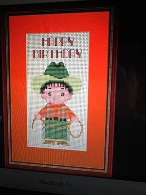 #624 Cowboy happy Birthday  cross stitch kit with clear chart & quality threads - Image 1 of 4