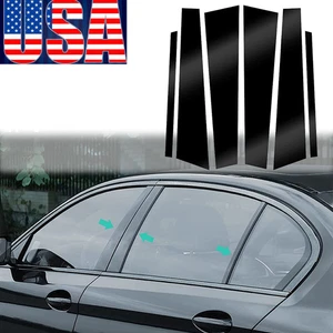 Gloss Black Pillar Posts for BMW 3-Series E90 6pc Set Door Trim Piano Decal Bsfi - Picture 1 of 12