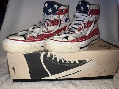 Vintage Converse Chuck Taylor’s American Flag Design Uomo 6 1/2 Donna 8 1/2 - Immagine 1 di 4