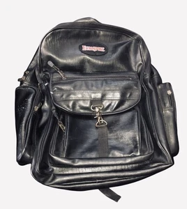 Vintage Eurosport Leder großer Rucksack Laptop schwarz Taschen Unisex 17”Hx16”B - Bild 1 von 17