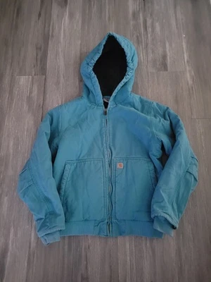 Carhartt Canvas Insulated Sherpa Lined Hooded Jacket Kids Girls 14 L CHORE BARN - Image 1 of 4