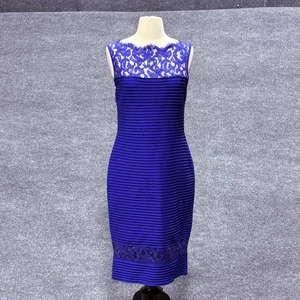 Tadashi Shoji Dress Womens Medium Sleeveless Lace Overlay Sheath Cocktail 6L1178 - Picture 1 of 16