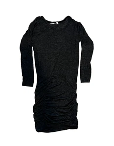 Vestido para mujer Athleta tulipán negro gris jaspeado fruncido manga larga talla pequeña - Imagen 1 de 3