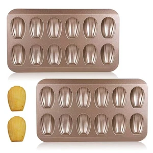 2 Stück Madeleine Pfannen zum Backen 12 Hohlraum Schwerlast Schale Form Backform... - Bild 1 von 7