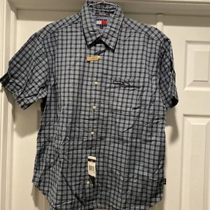 Tommy Jeans Men's Button Short Sleeve Button Up Shirt Large NWT - Picture 1 of 11