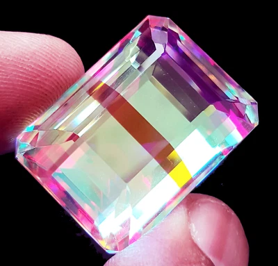 Certified Rainbow Color Mystic Quartz 70 To 75 Ct Loose Gemstones Emerald Shape - Image 1 of 4
