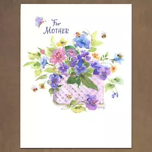 Unused Vintage MARY HAMILTON Hallmark Mother's Day Card for Mother, Flowers Bees - Picture 1 of 7
