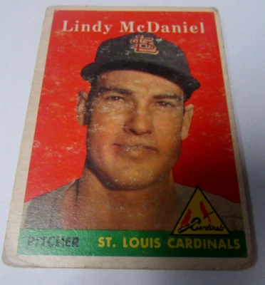 TOPPS - 1958 LINDY McDANIEL - ST. LOUIS CARDINALS   -  TOPPS #180  TRADING CARD - Image 1 of 2