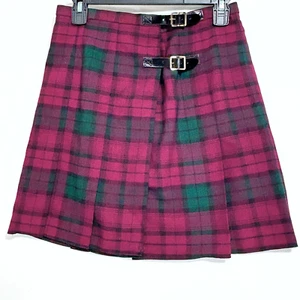 Topshop karierter Kilt-Rock Damen Gr. 6 rot grün Schnallenverschluss adretter Grunge Artikel: - Bild 1 von 7