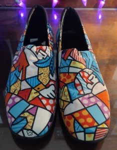 Donald Pliner Romero Britto Graphic Pop Art Shoes Made in Italy Size 9 1/2 M - Picture 1 of 8