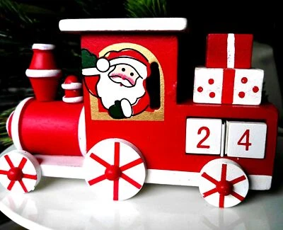 Adventskalender Holz Zahlen verstellen Holzwürfel Zug Lokomotive Kalender  - Bild 1 von 4