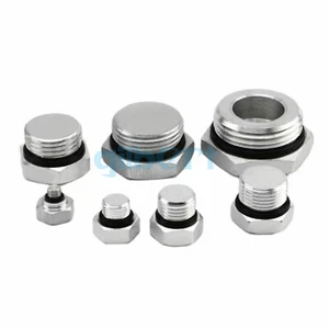 M5x0.8 1/8"" 1/4"" 3/8"" 1/2"" 3/4"" 1"" BSPP tappo estremità spina esagonale alluminio per collettore - Foto 1 di 10