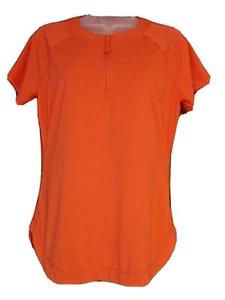 Title Nine Women 1/4 Zip Top Quick Dry Short Sleeve Orange Coral Size Small  - Picture 1 of 8