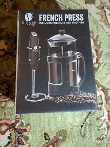 French Press and Milk Frother Set with Stainless Steel Stand - 34 oz Glass - L5 - Picture 1 of 14